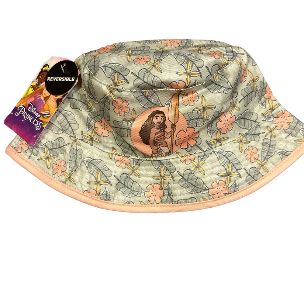 Disney Princess Moana Reversible Tropical Buckle Hat. Kids One Size NWT